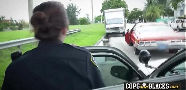  Black driver is apprehended by the horny MILF patrol for high speed.